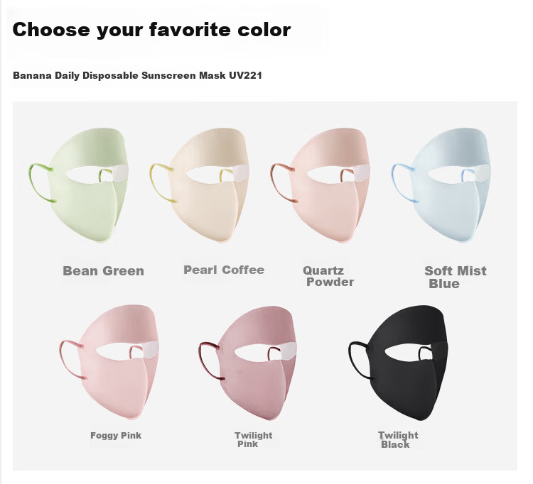 Beneunder Daily Disposable Sun Protection Face Mask for Women, Full Face UV Protection Mask, Twilight Black (X7) UV221 16