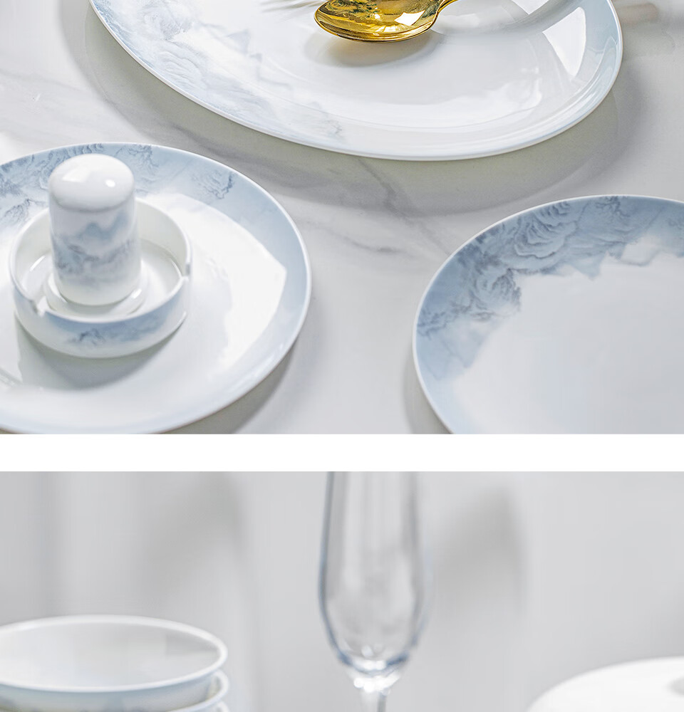 Mornenjoy Ceramic Dinnerware Set, Complete Tableware Set with Bowls And Plates, Home Use Set for Housewarming Or Wedding Gift 4