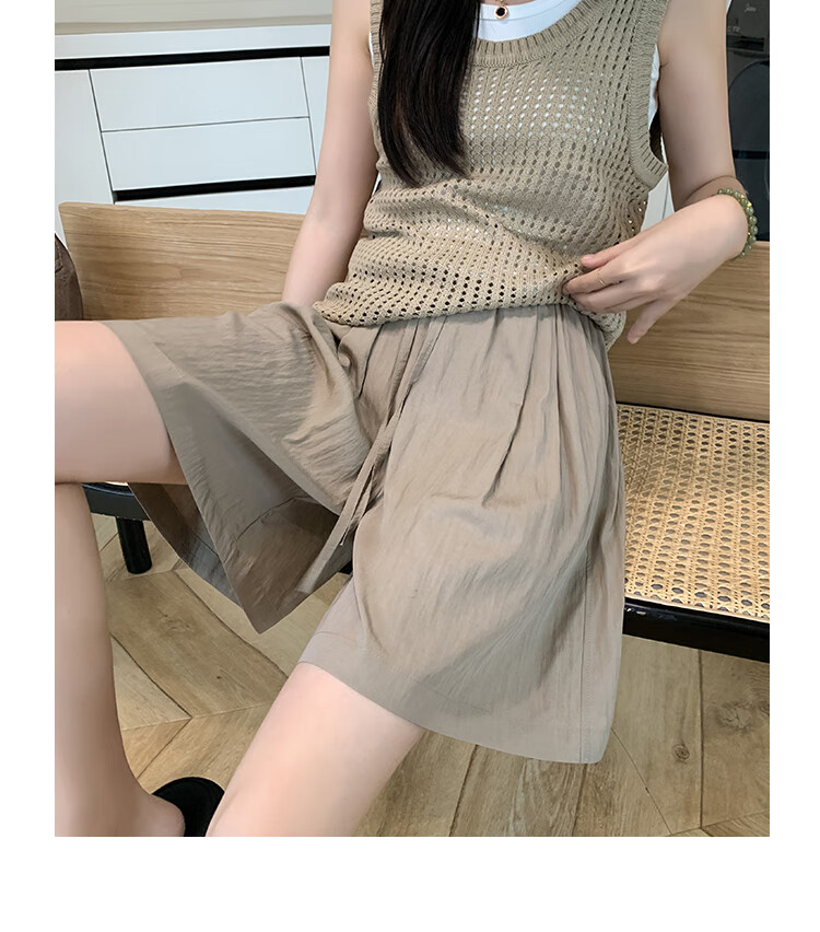 Freedom Style Ice Silk Women's Shorts 2026 Summer New Petite Outerwear Five-Point High Waist Slim Loose Casual Sports Pants 25
