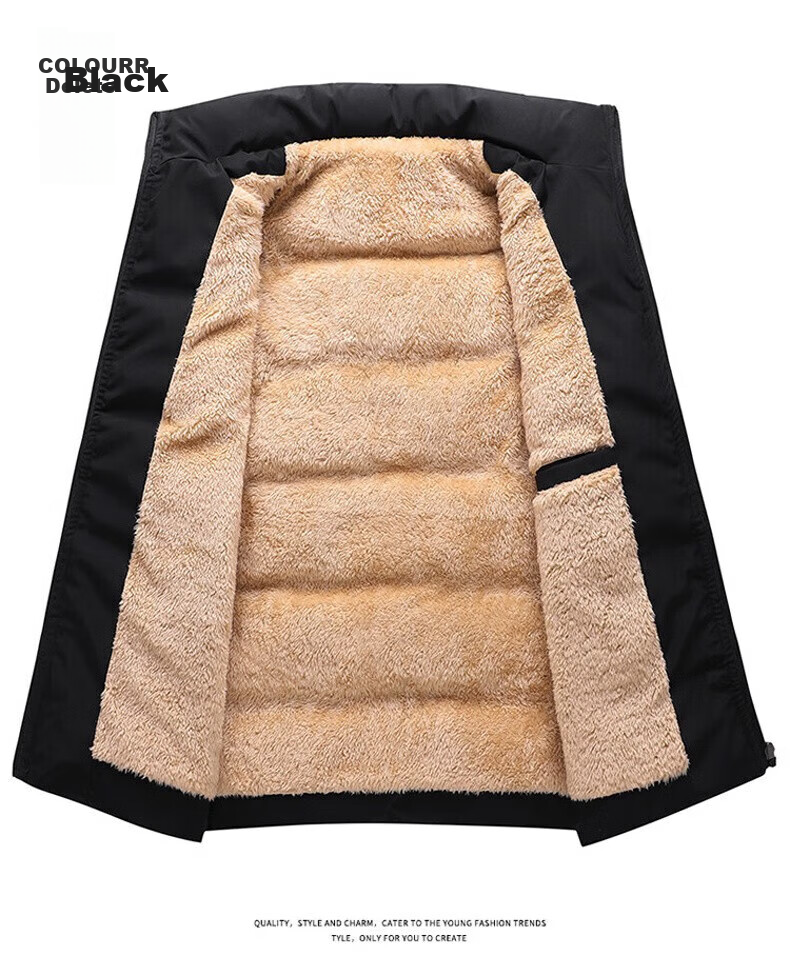 JEEP SPIRIT Men's Sleeveless Cotton Vest for Autumn And Winter, Warm Loose-Fitting Stylish Couple's Top, Black, Size L 9