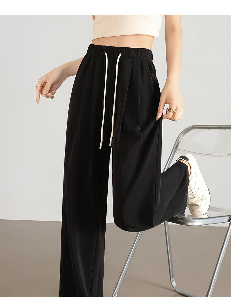 BOPRUIEY Thin Ice Silk Casual Pants for Women, Summer 2026 Trendiest Style, Breathable Draping Straight-Leg High-Waisted Wide-Leg Trousers 15