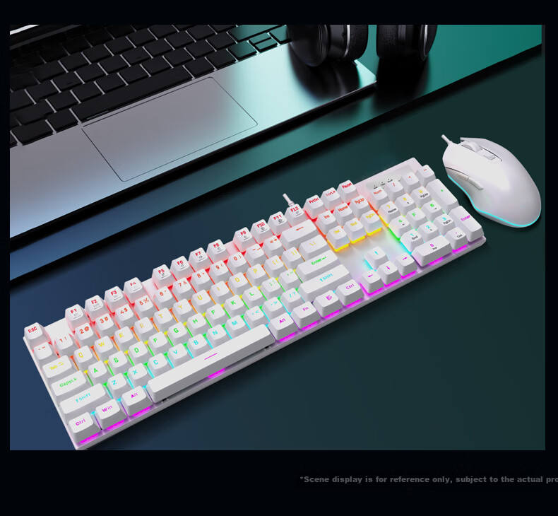 Aigo DK104 Mechanical Keyboard And Mouse Combo Wired Plug-And Gaming Office Keyboard And Mouse Set Full Anti-Ghosting RGB Lighting Black Red Switch 12