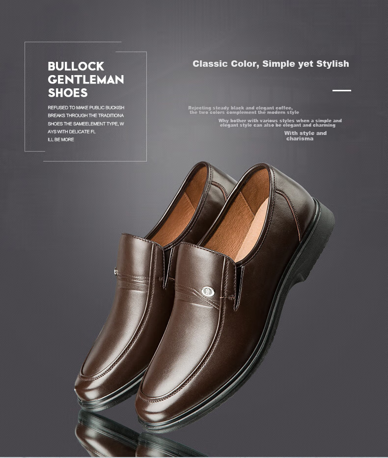 Kangnai Men's Leather Shoes, Slip-On Formal Shoes, Breathable And Comfortable, Easy to Put on, Middle-Aged And Elderly Dad's Business Casual Shoes, Size 40 2
