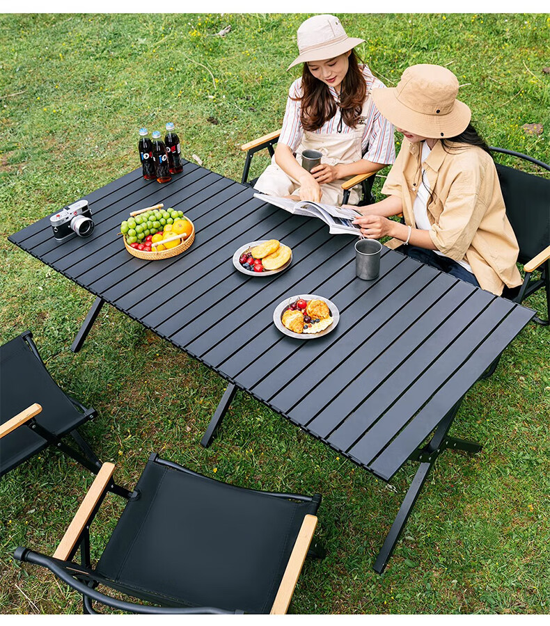 Xiaomo Outdoor Folding Table, Picnic Barbecue Egg Roll Table Camping Table And Chairs, Portable Stalls Camping Balcony Leisure Table, Black 20
