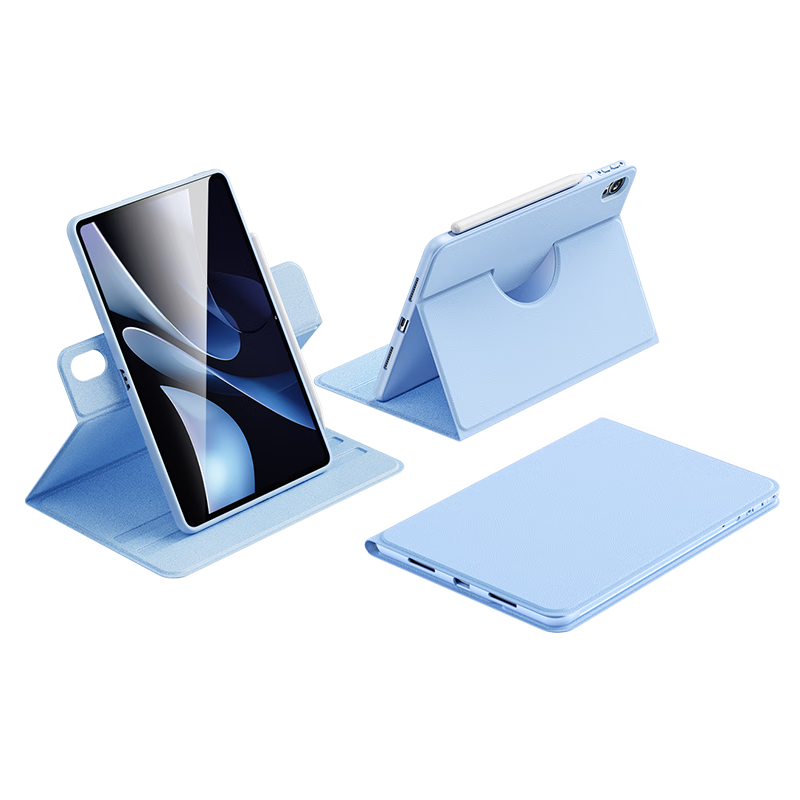 Shanmo Compatible with Huawei MatePad Pro 12.2 Protective Case, Suitable for 2025 MatePad Pro Models, 12.2-Inch Rotating Full Coverage Case in Blue Soft Light Version, Universal Fit