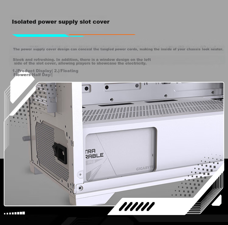 GIGABYTE Youlingbai C102GI Case, Tempered Glass Side Panel, Compatible with 360/240 Radiators, Quick-Release Dust Filter, White M-ATX/Top Mount 360/Magnetic Panel 5