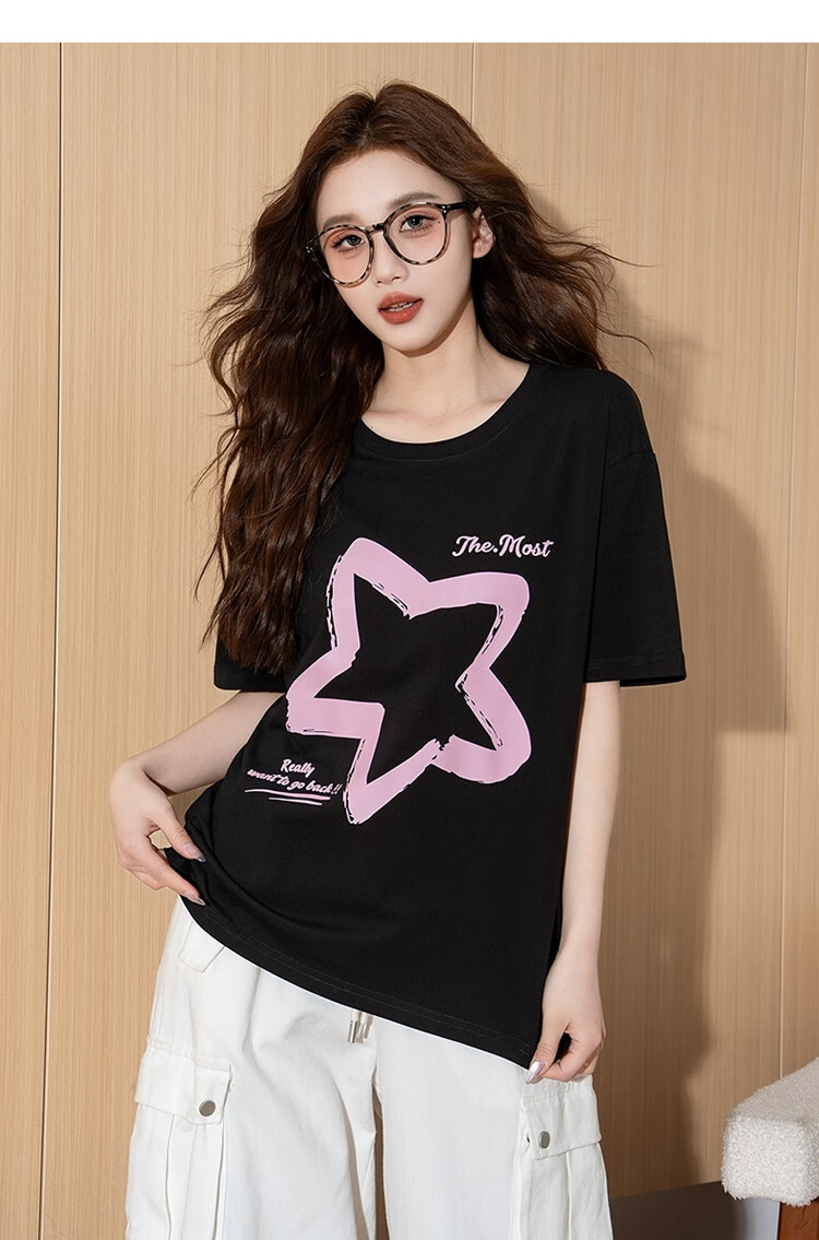 TonLion , 2026 Summer Women's Fashion Trendy Front Chest Print Short-Sleeve T-Shirt 3
