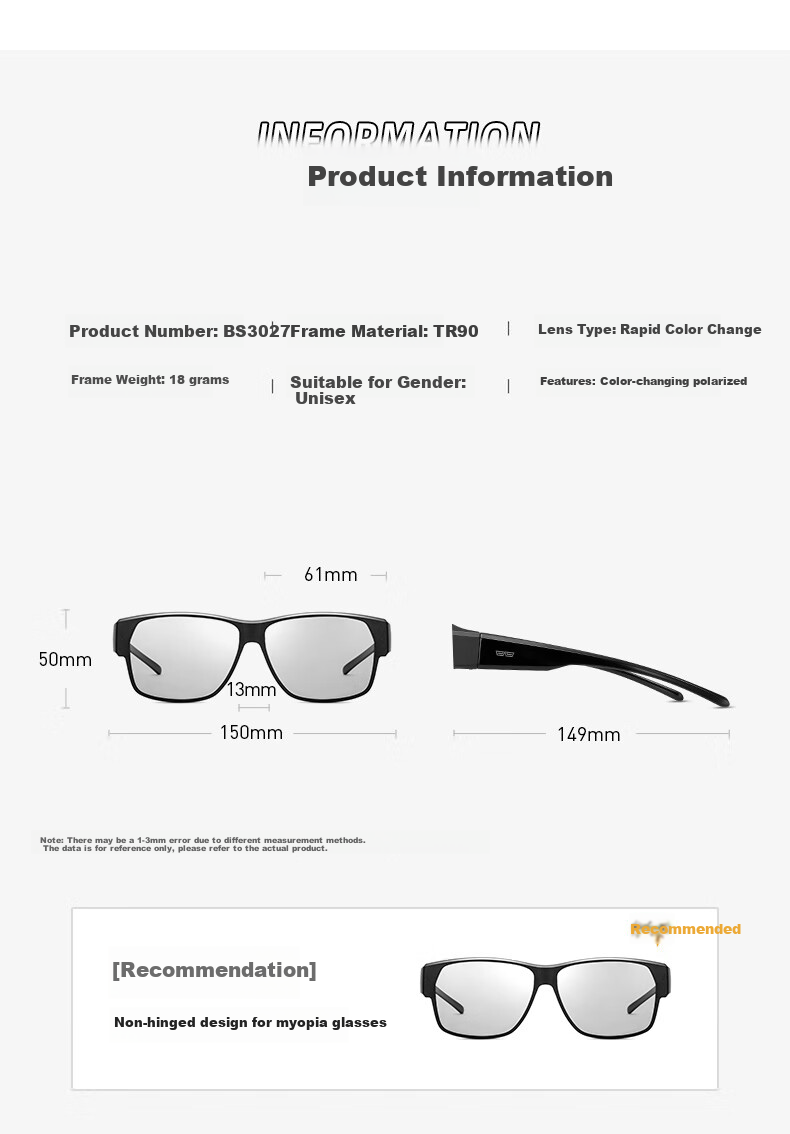 CAPONI Men's Photochromic Polarized Sunglasses with Prescription Lens Case UV Protection Anti-Glare Driving Glasses for Women 6