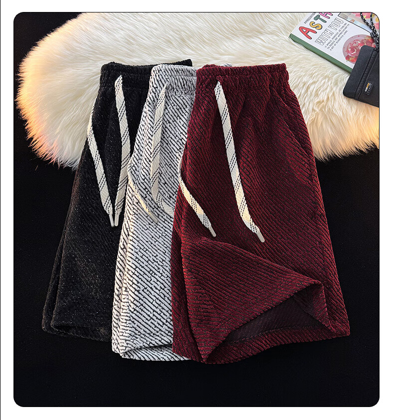POUM American-Style Trendy Shorts for Men, Summer Casual Ice Silk Sports Beach Shorts, Style 6678, Black, Size L 8