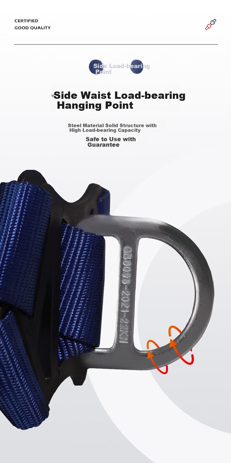 Leyoubaiyi Five-Point Safety Harness, High-Altitude Work, Fall Protection National Standard Safety Belt with Double Large Hooks, 2 Meters 6