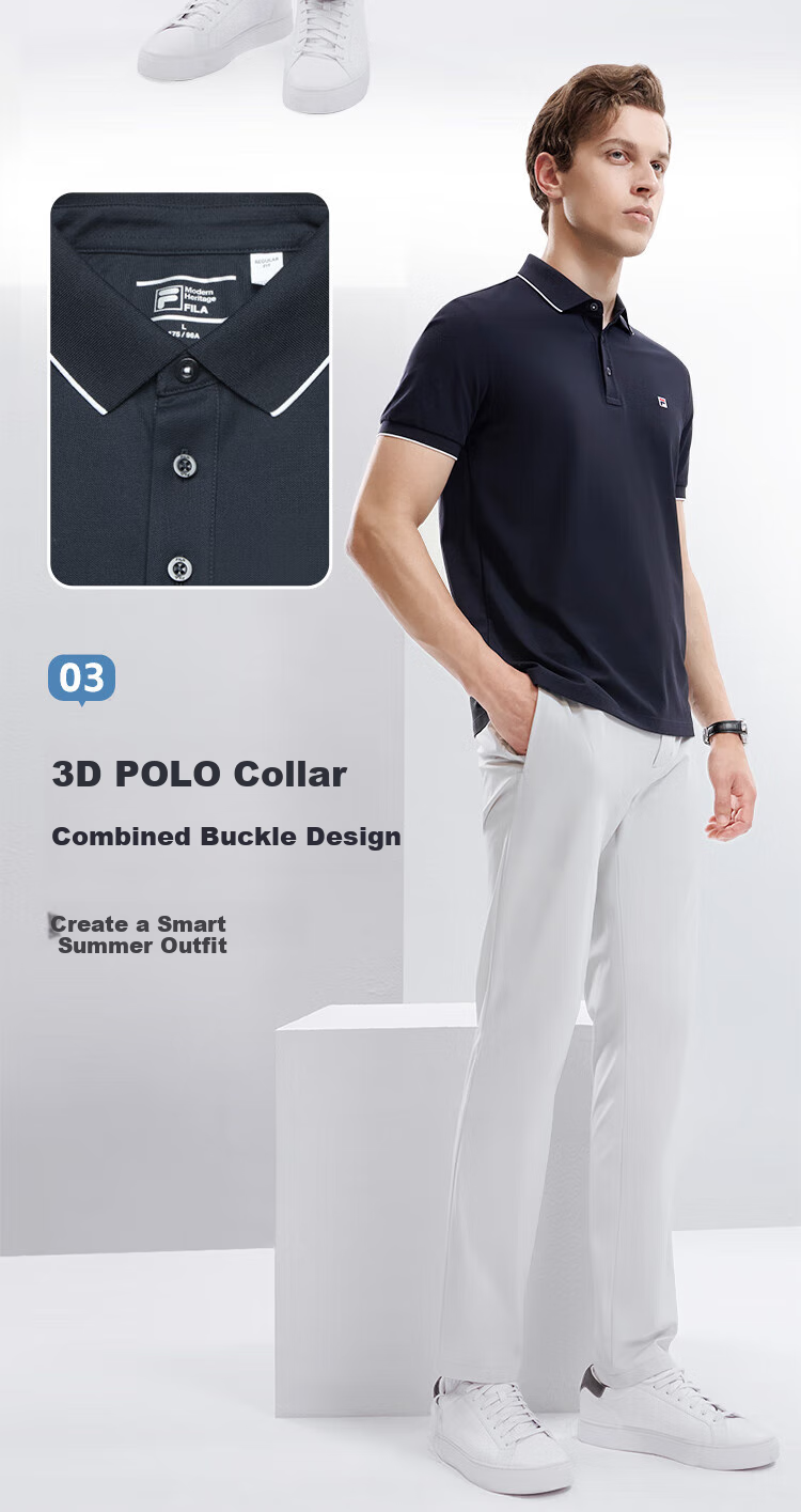 FILA Official Men's Polo Shirt 2026 Summer Cooling Short Sleeve Breathable Casual Business Top 5