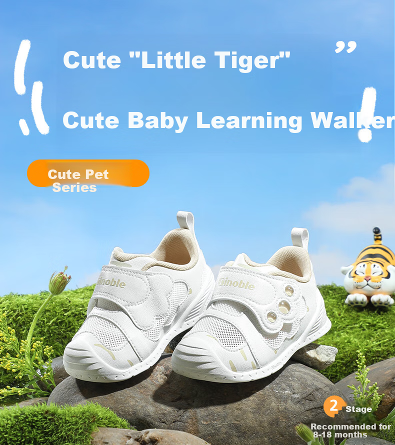 Ginoble Toddler Shoes, Baby Summer Mesh Shoes, for 8-18 Months, Boys And Girls Functional Shoes, GB2438 Orange-Red/white 1