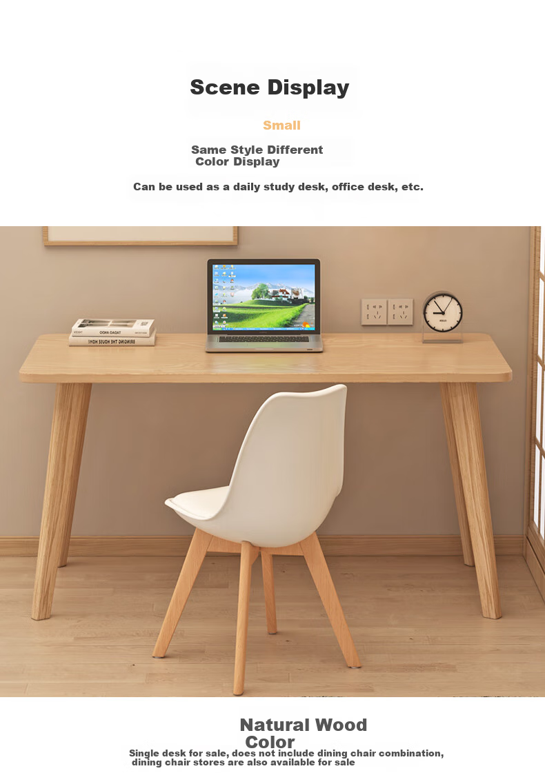 Fanshe Small Desk Computer Table with Wooden Legs, Minimalist Bedroom Study Desk for Compact Spaces, Home Office Workstatio 7