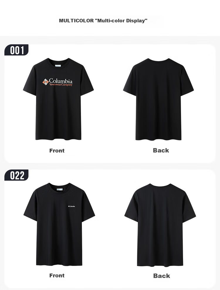 Columbia Men's T-Shirt 26 Spring Summer Outdoor Casual Sports Comfortable Cotton Breathable Short Sleeve AE8963 011 25