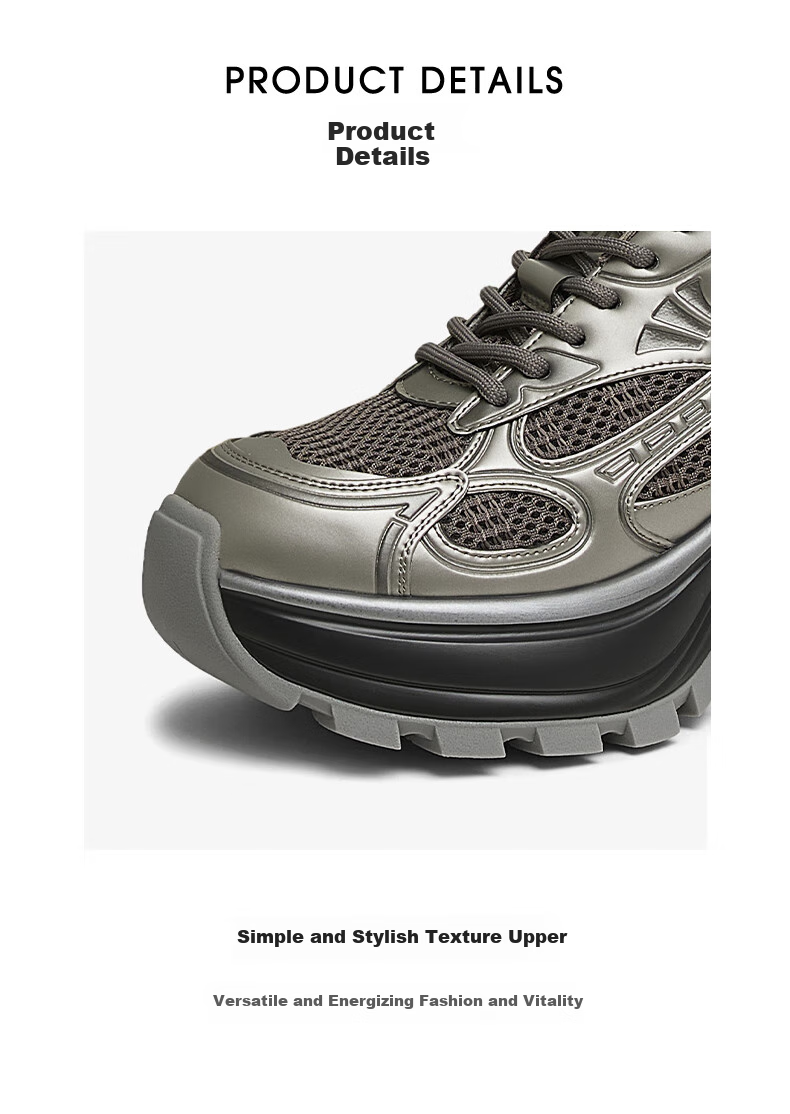 TATA Star Galaxy Dad Sneakers Women's Casual Shoes Height Increasing Thick Sole Sports Shoes Silver AM6 Size 37 4