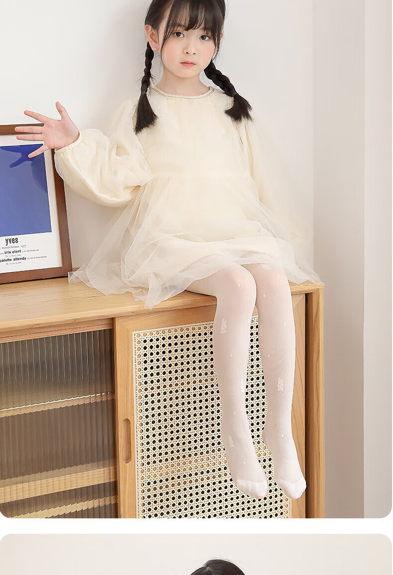 Bingxue Kapok Children's Dance Socks Summer Ultra-thin Tights Girls Anti-Snag Stockings White Mosquito-Repellent Leggings for Older Kids 15