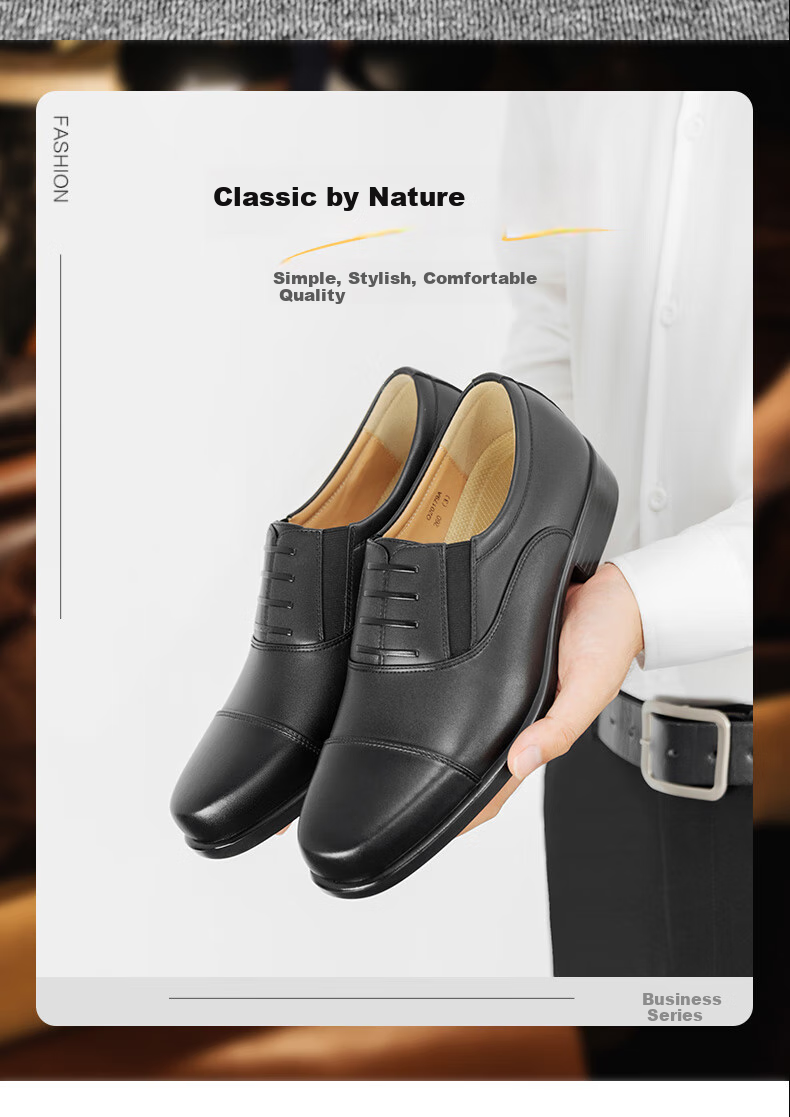 JINHOU Three-Joint Leather Shoes for Men, Business Formal Wear Commute Interview Derby Shoes for Men, SQ20179A, Black, Size 42 7