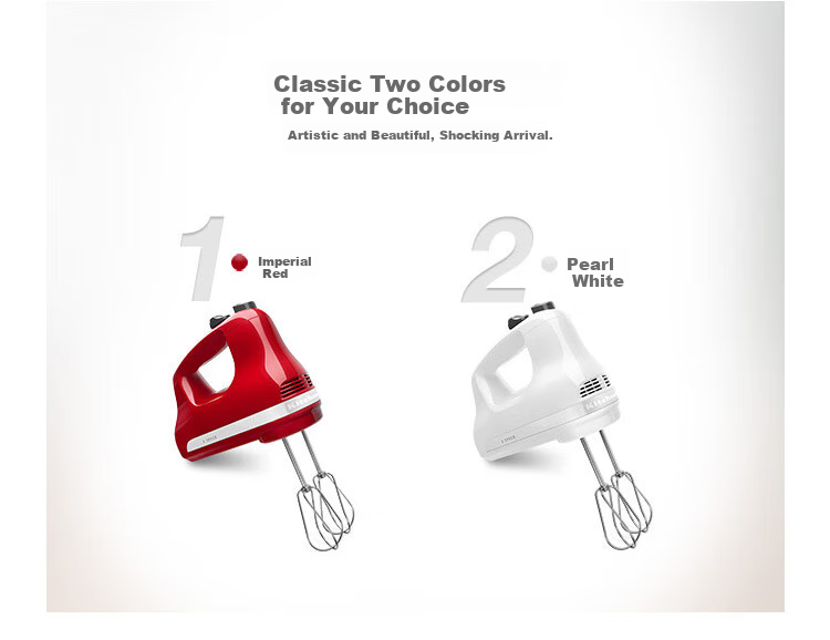 KitchenAid (Kaishanyi) Original Imported Electric Hand Mixer, Small Multi-Functional Cream Whipper And Blender, Handheld, Imperial Red, 5KHM5110CER 2