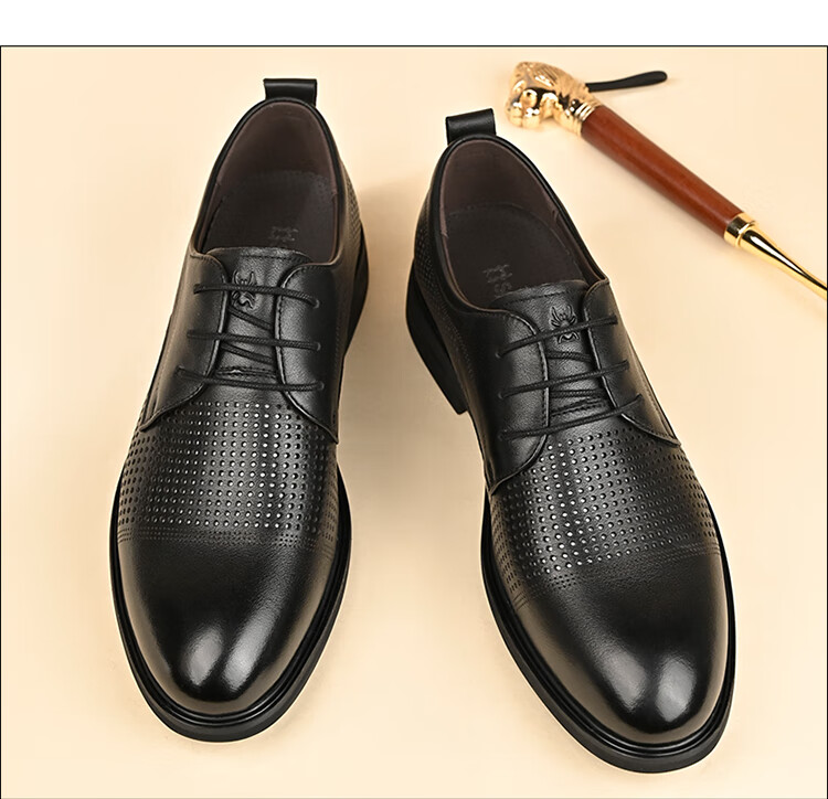 Spider King Men's Summer Hollow Out British Style Leather Business Dress Shoes Black Hollow Out Size 44 13