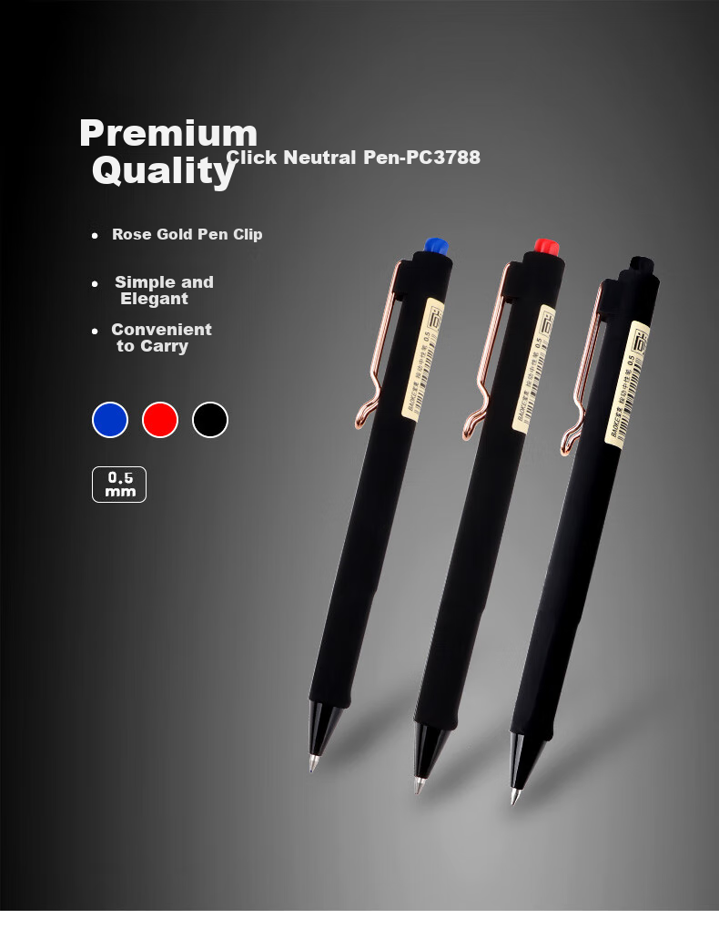 BAOKE PC3788 Retractable Gel Pen, 0.5mm, Black Ink, 12 Pens/box, Office Supplies 1