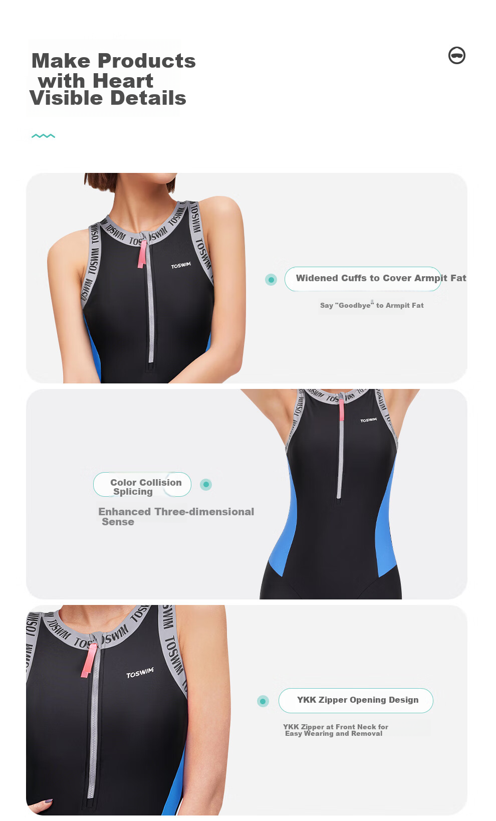 TOSWIM One-Piece Swimsuit for Women, Square Leg Training Swimwear, Hot Spring Conservative Slimming Ladies' Swimwear, Gray Blue Letter Pattern, 2XL 11