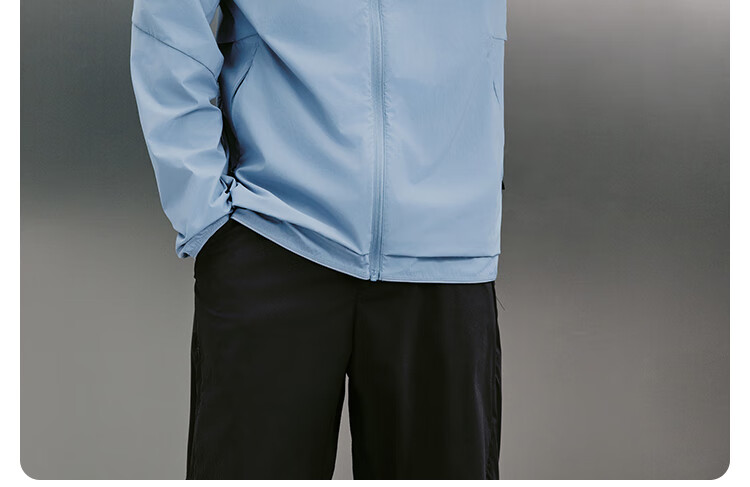 JD Jingzao Men's Sports Jacket Stand Collar Spring Outdoor Running Lightweight Quick-Dry Breathable Top Light Blue 2XL 25