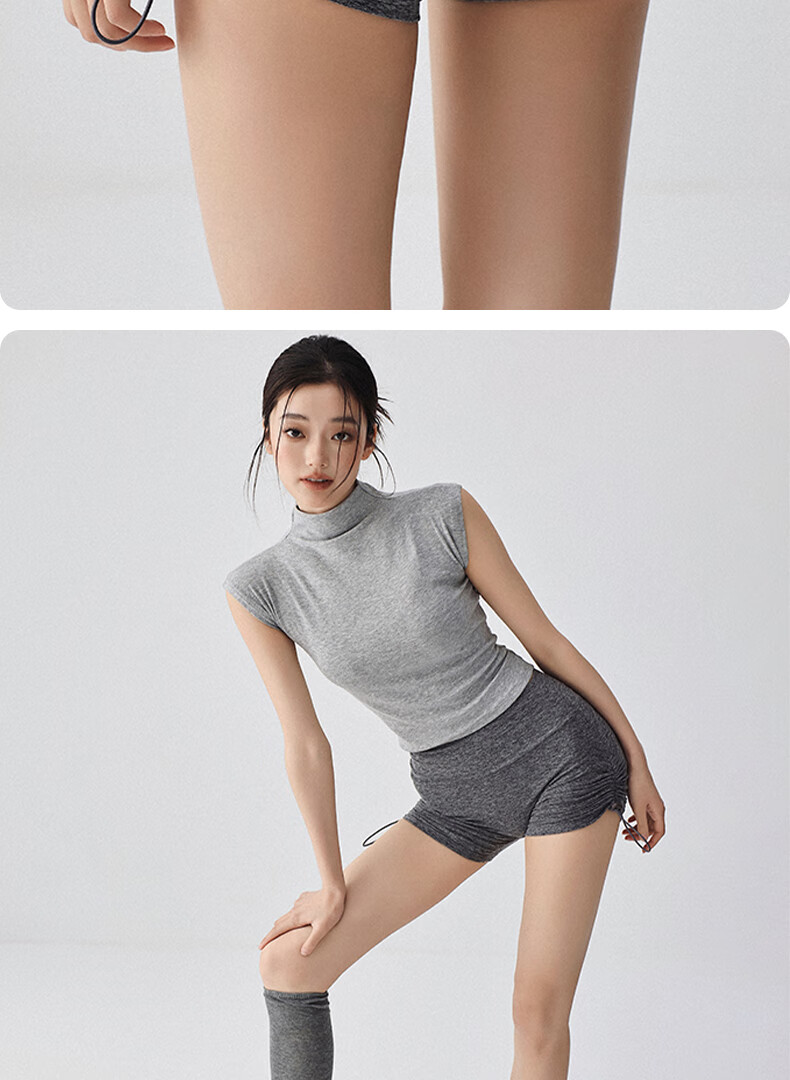 Xueqiman Women's Sports Biker Shorts Summer Fitness High-Waist Butt-Lifting Breathable Quick-Dry Yoga Shorts with Drawstring 7