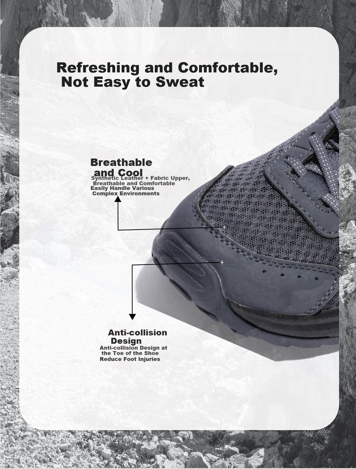TOREAD Hiking Shoes for Men, Spring And Summer, Non-Slip, Wear-Resistant, Breathable, Lightweight Casual Sports Shoes for Mountaineering TFAACN81916 2
