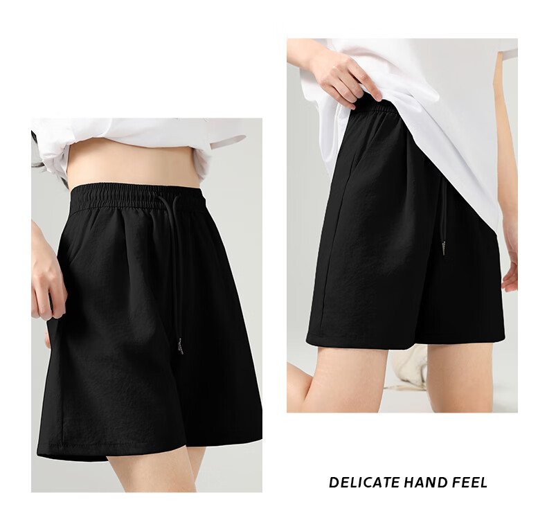 Jeanswest Women's Shorts for Outdoor Wear, Summer New Fashion Versatile Cool Milk Puff Pants, High-Waisted Slimming A-Line Shorts 12