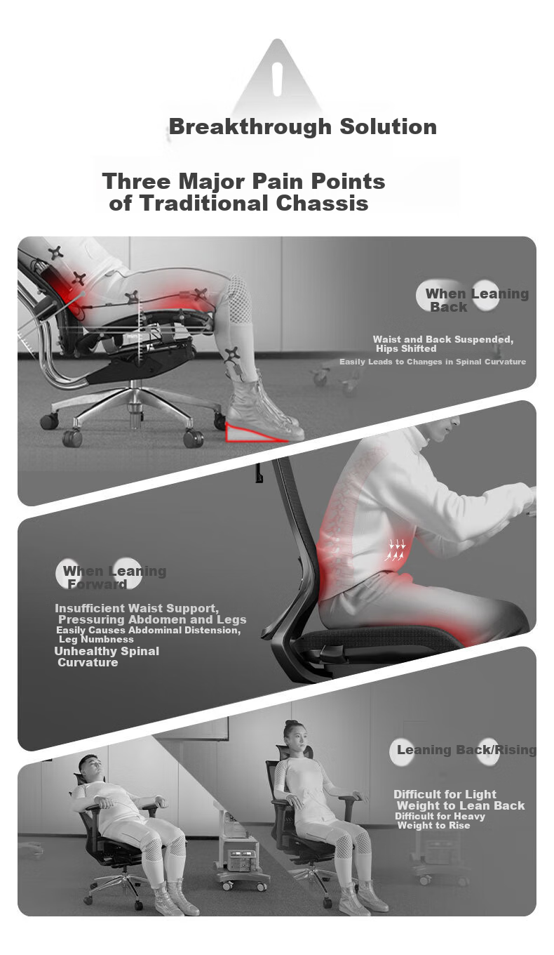 Ergonor Baoying Ergonomic Chair, Computer Chair, Comfortable Office Chair, Gaming Chair, Silver White + Reclining Seat 6
