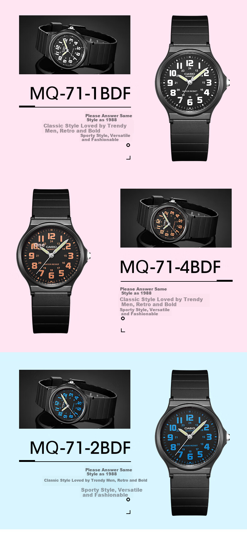 Casio Black Watch for Men And Women, Unisex Student Official Exam Quartz Watch MQ-24UC 15