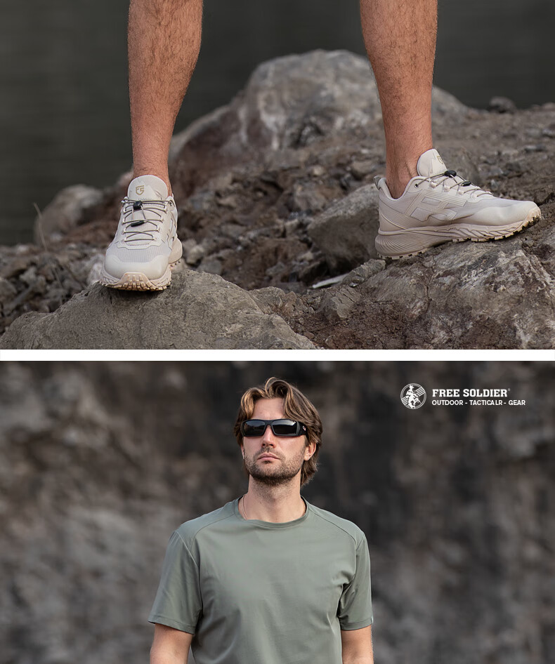 Free Soldier Peak Spring Summer Shorts Teflon Three-Defense Men's Work Shorts Breathable Sun Protection UPF50+ Light Gray 36W/10L 14