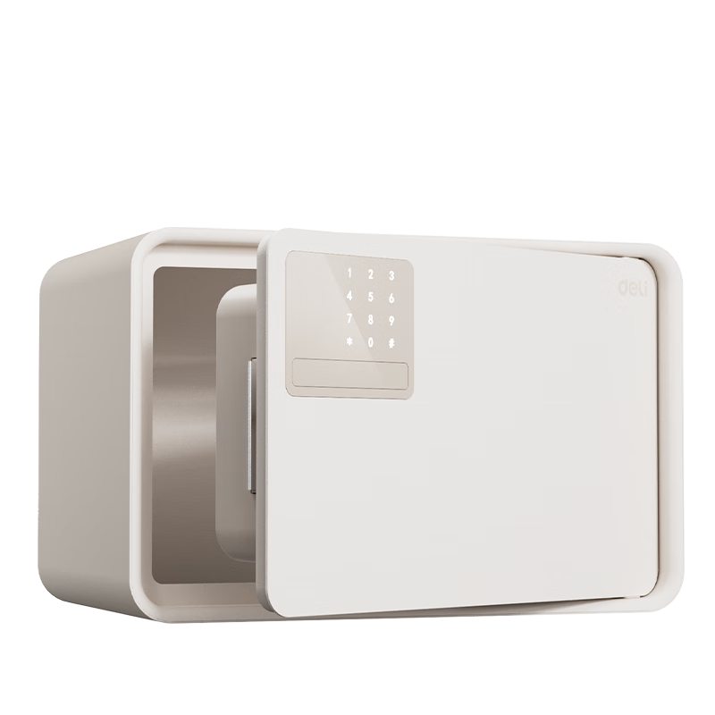 Deli Safe, 2026 Best-Selling Home Security Box, Premium 20cm Password Lock Small Storage Box, Anti-Theft Money Canister for Home Use, Automatic Door Opening, AE222 White