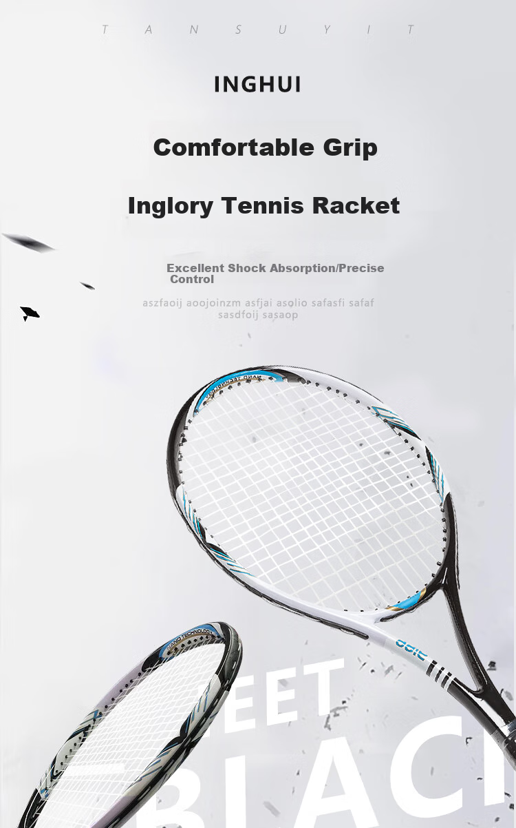 INVUI Tennis Racket Integrated Carbon Composite, Beginner Racket, Tennis Rebound Trainer, with String Tennis Racket, Racket Case 1