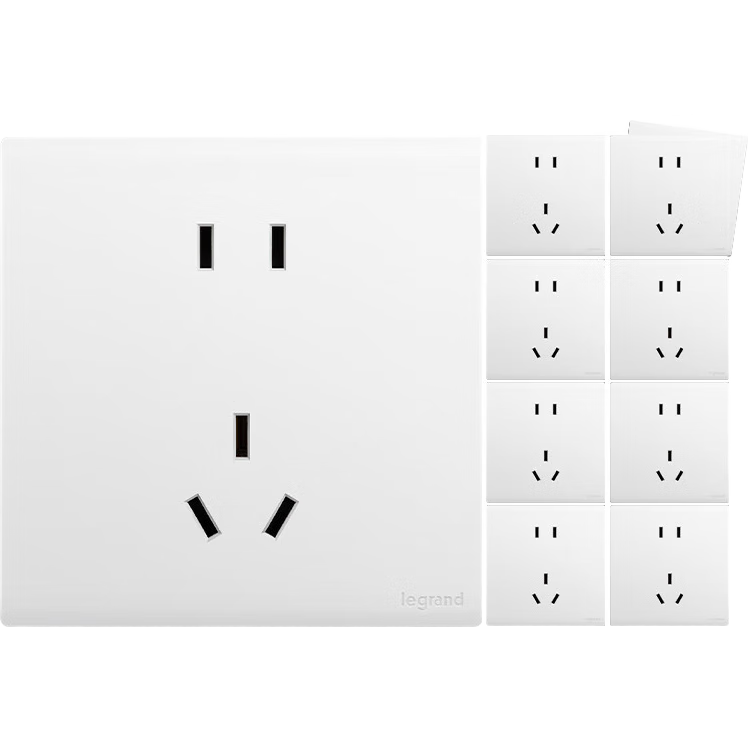 LEGRAND Switch Socket Panel, Jianyue Series Ceramic White, 86-Type Socket, 10A Five-Hole Socket, Pack of Te