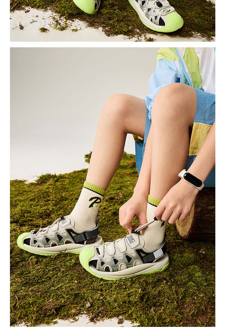 TOREAD Flagship Children's Sandals for Boys And Girls, Big Kids' Summer Shoes, Non-Slip Closed-Toe Beach Shoes, Premium Gray-Green Color, Size 32 13