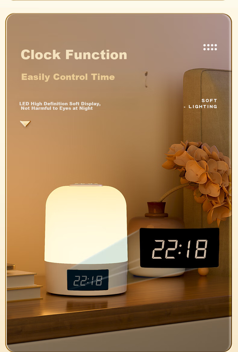 Dupai Night Light, Baby Feeding Night Light, Rechargeable Touch-Controlled with Clock, Bedroom Bedside Lamp, Sleep Companion Light, Mood Light, Patting Light 4