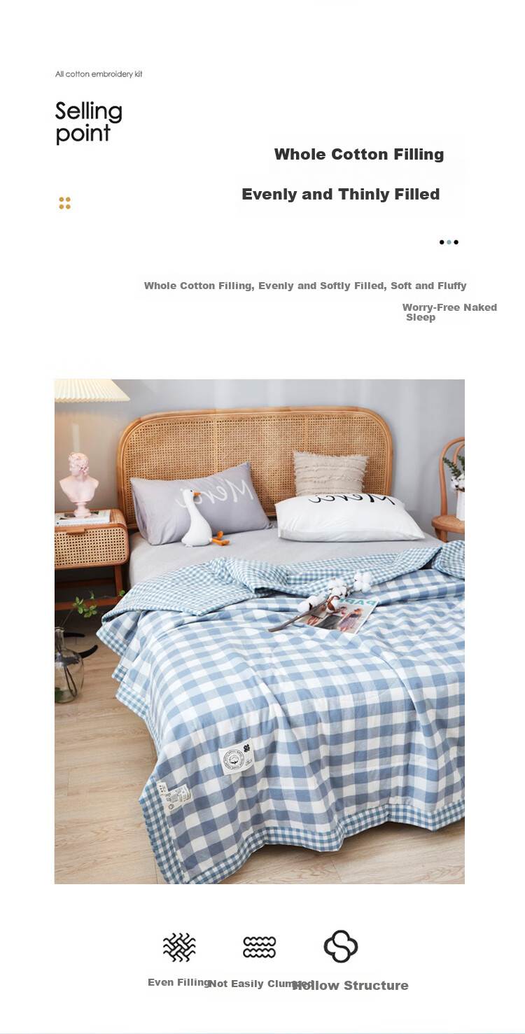 Hengyuanxiang Xinjiang Cotton Quilt, Air Conditioning Quilt, Washable Summer Cool Quilt, Single Or Double Bed, Dormitory Pure Cotton Summer Quilt, 180*200cm 6