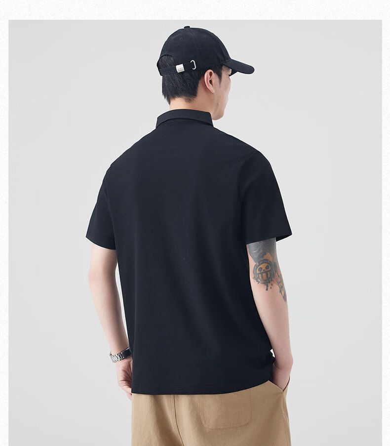 JEEP Men's Summer Lightweight Heavy Cotton Feel Breathable Polo Shirt Business Cool Collar Top Beige M 15
