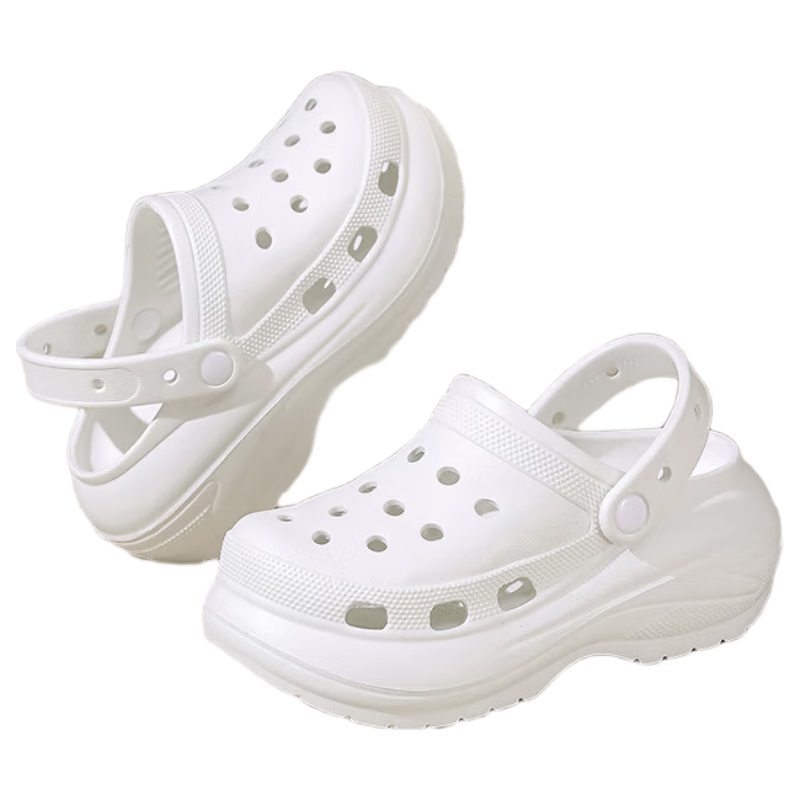 JD Original [6cm Thick Sole] Outdoor Perforated Shoes EVA Sandals Summer Beach Stream Trekking High-Quality White 40-41