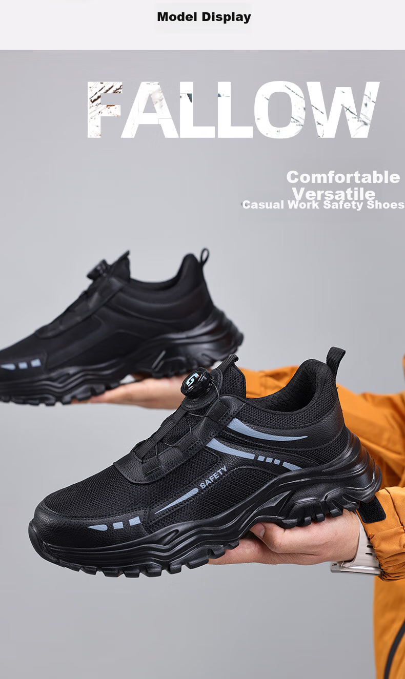 JUNBU Safety Shoes for Men, Steel Toe Cap, Anti-Smashing, Puncture-Resistant, Ultra-Light, Breathable, Soft Sole, Construction Site Work Shoes F039 Size 44 12