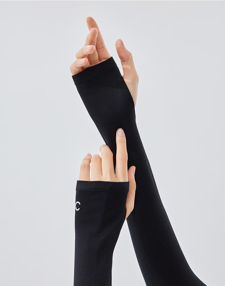 VVC Women's Summer Sunscreen Arm Sleeves Ice Silk UV Protection Lightweight Breathable Sunshade Arm Covers Obsidian Black 10