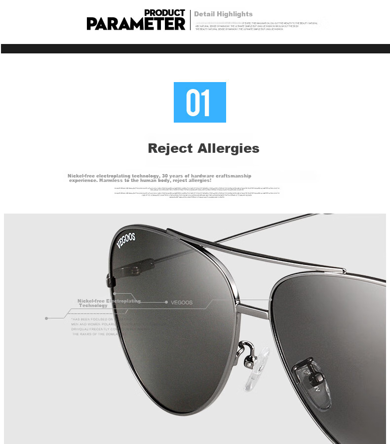 VEGOOS Men's Classic Aviator Frog Sunglasses Stylish Driving Sun Protection UV Sunglasses Gift 3107 15