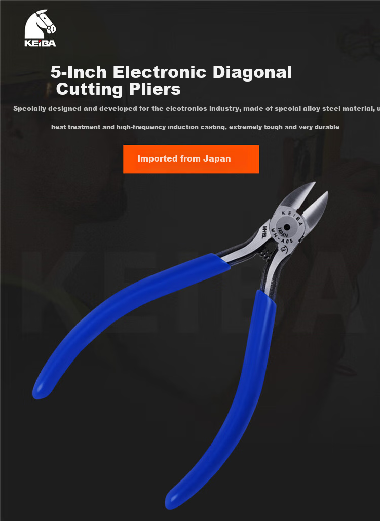 KEIBA Japanese Imported Diagonal Cutting Pliers, Side Cutters, Electrician's Specialized Wire Cutters, Line Snips, 5 Inches, MN-A05 1