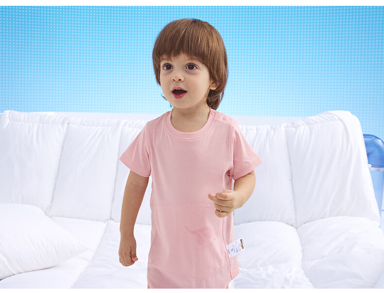 Hinos Baby Romper Onesie Bodysuit Quick-Dry Sweat-Wicking Crawling Suit, Light Pink, Size 73 3