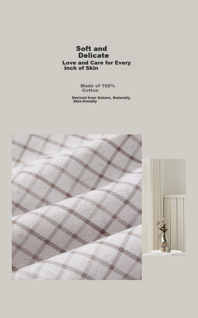 LUOLAI Home Textiles, 100% Pure Cotton Four-Piece Bedding Set with Fitted Sheet Style, All-Cotton Duvet Cover And Quilt, Bedding, Gray, 220*250 3