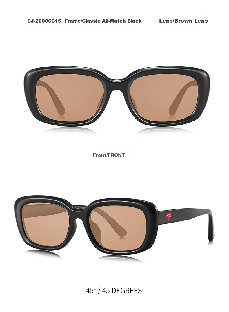 Chaersitaoxin Small Square Sunglasses Frame, UV Protection, Unisex CJ20006, Black Frame/gray Lenses C13 7
