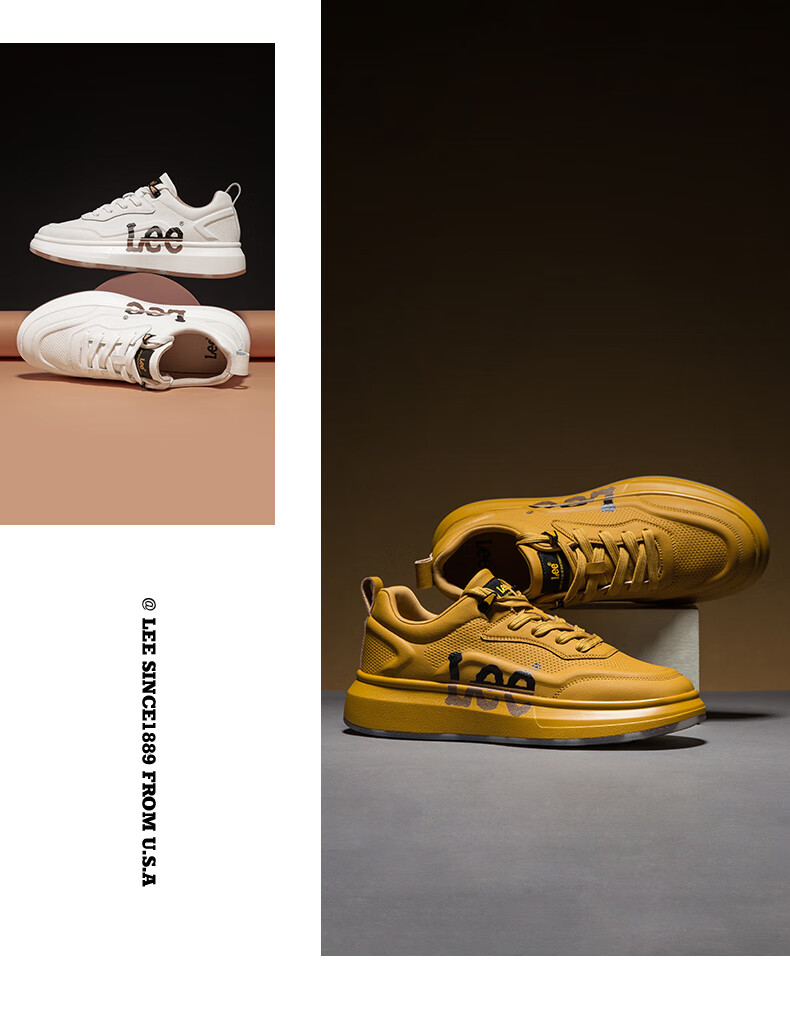 Lee Men's New Fashionable Breathable Casual Shoes, Versatile Low-Top Men's Sneakers, Thick-Soled Height-Increasing Trendy Shoes for Me 4