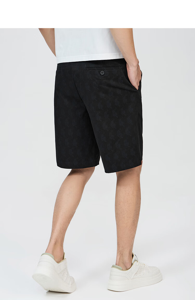 DANCING WOLVES [Comfortable Cotton Spandex] Summer Fashion Tiger All-Over Print Versatile Stretchy Men's Casual Shorts, 001 Black, Size 33 11