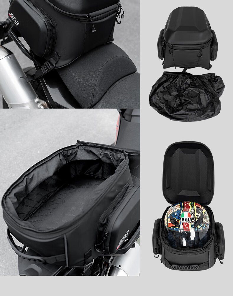 STAR FIELD KNIGHT Motorcycle Multifunctional 54L Rear Seat Bag Full Helmet Tail Bag Dual Shoulder Riding Backpack Hard Shell Helmet Bag SKB395 12